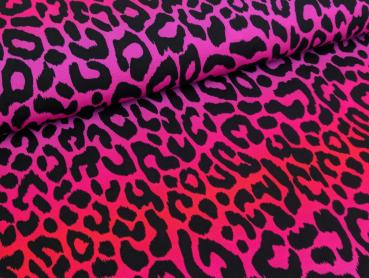 French Terry Digital Leo Regenbogenstreifen Pink